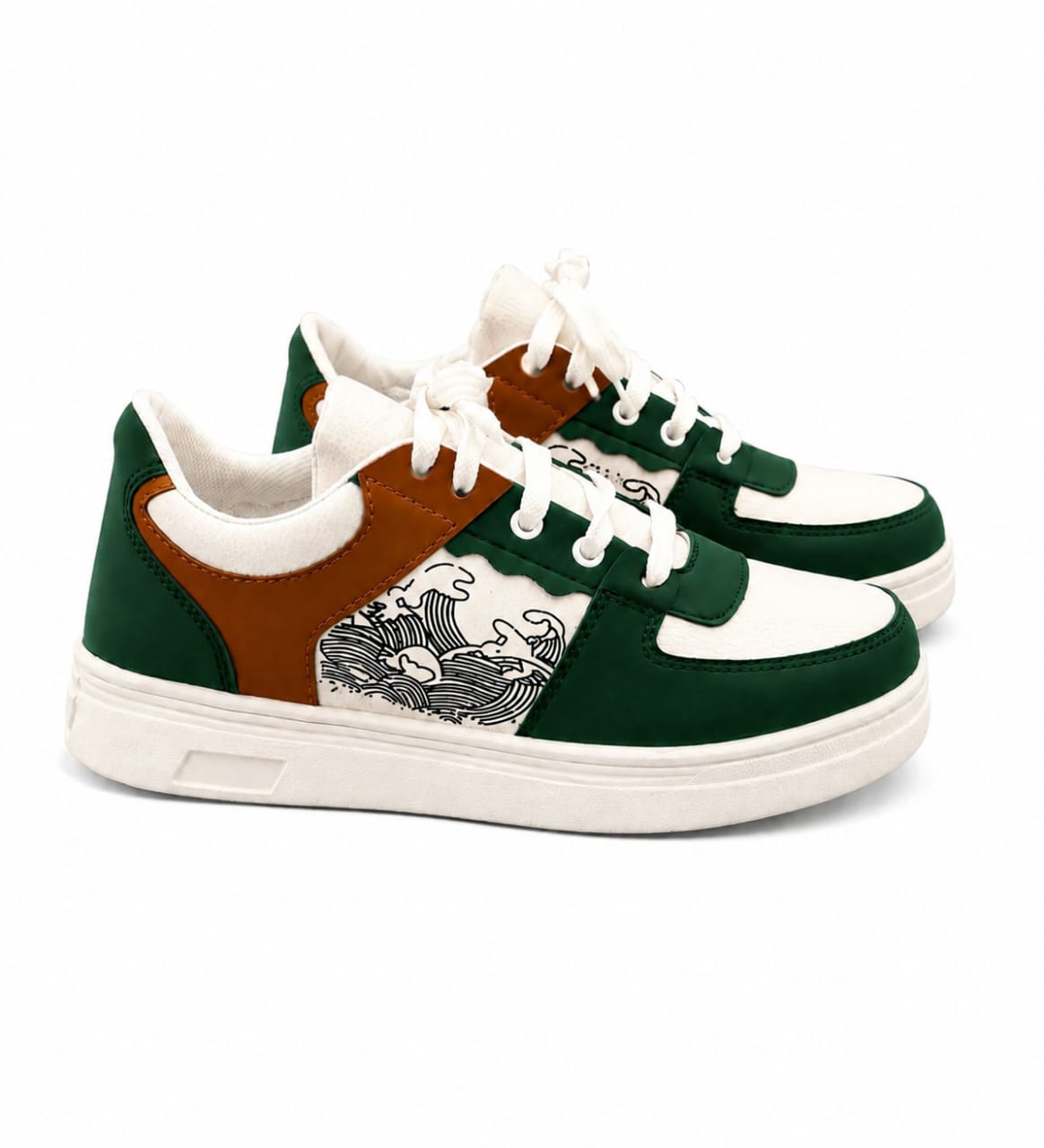 Urban Wave Premium Casual Sneakers – Green/Brown