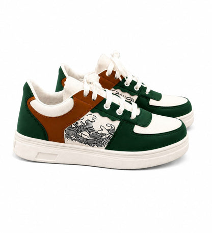 Urban Wave Premium Casual Sneakers – Green/Brown